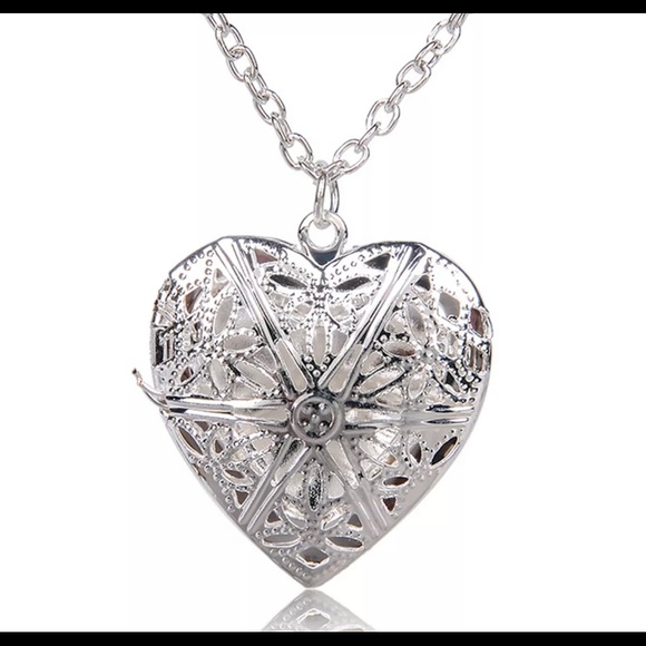 Silver Picture Photo Small Heart  Locket Necklace - Picture 3 of 3